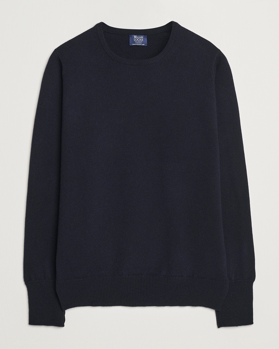 William Lockie Rob Lambswool Crewneck Navy