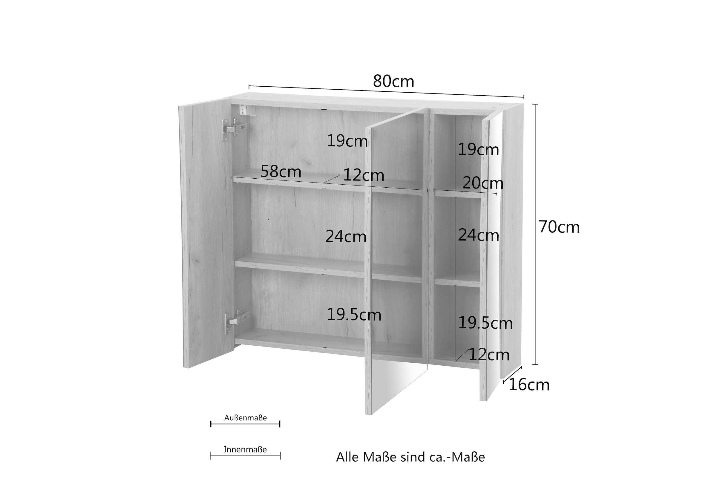 welltime Badmöbel-Set »Lund Badmöbel Set Badschrank Badezimmerset« 3 Stk. tlg.
