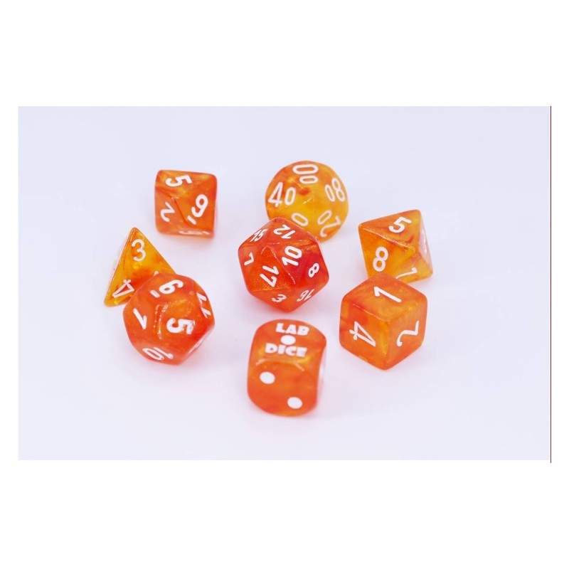 CHESSEX - Set de 8 dés * Borealis * Orange & Blanc