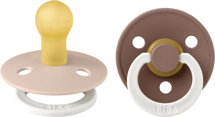 BIBS BIBS Pacifier Colour 2 PACK Latex Size 1 Blush GLOW/Woodchuc Blush glow