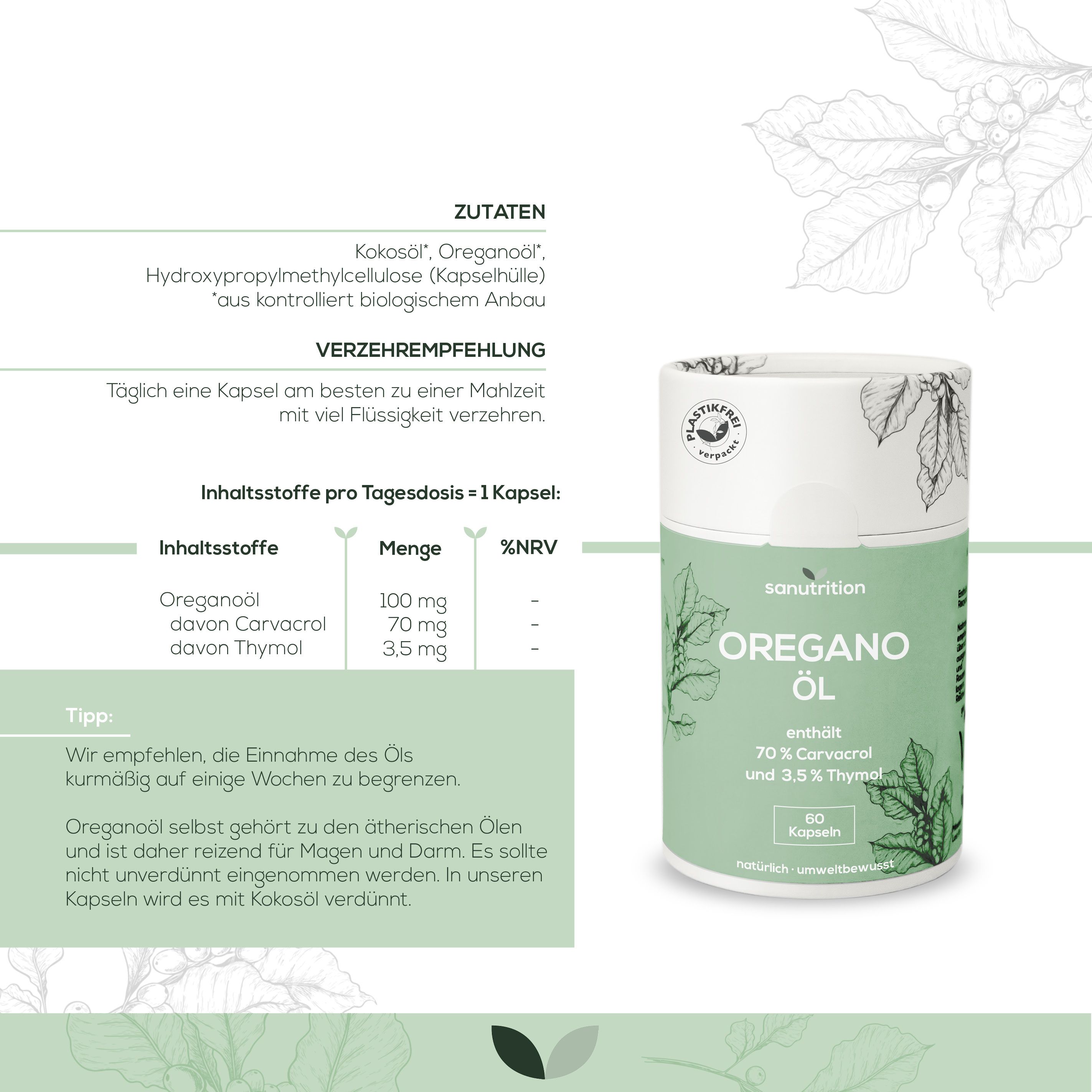 Sanutrition® - Bio Oreganoöl 100 mg