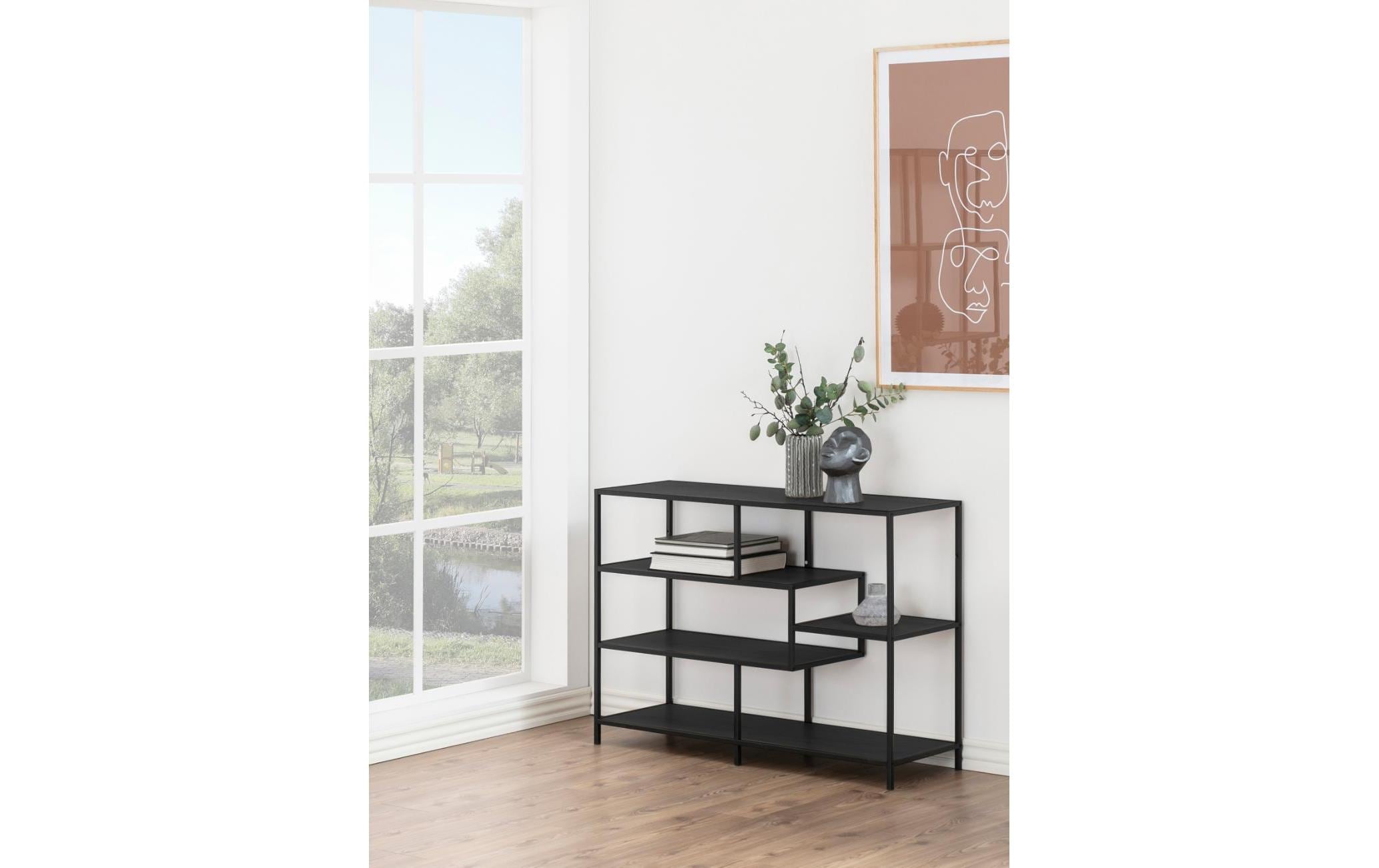 Regal Seaford 114 x 35 x 78 cm, Schwarz<br>Bücherregal