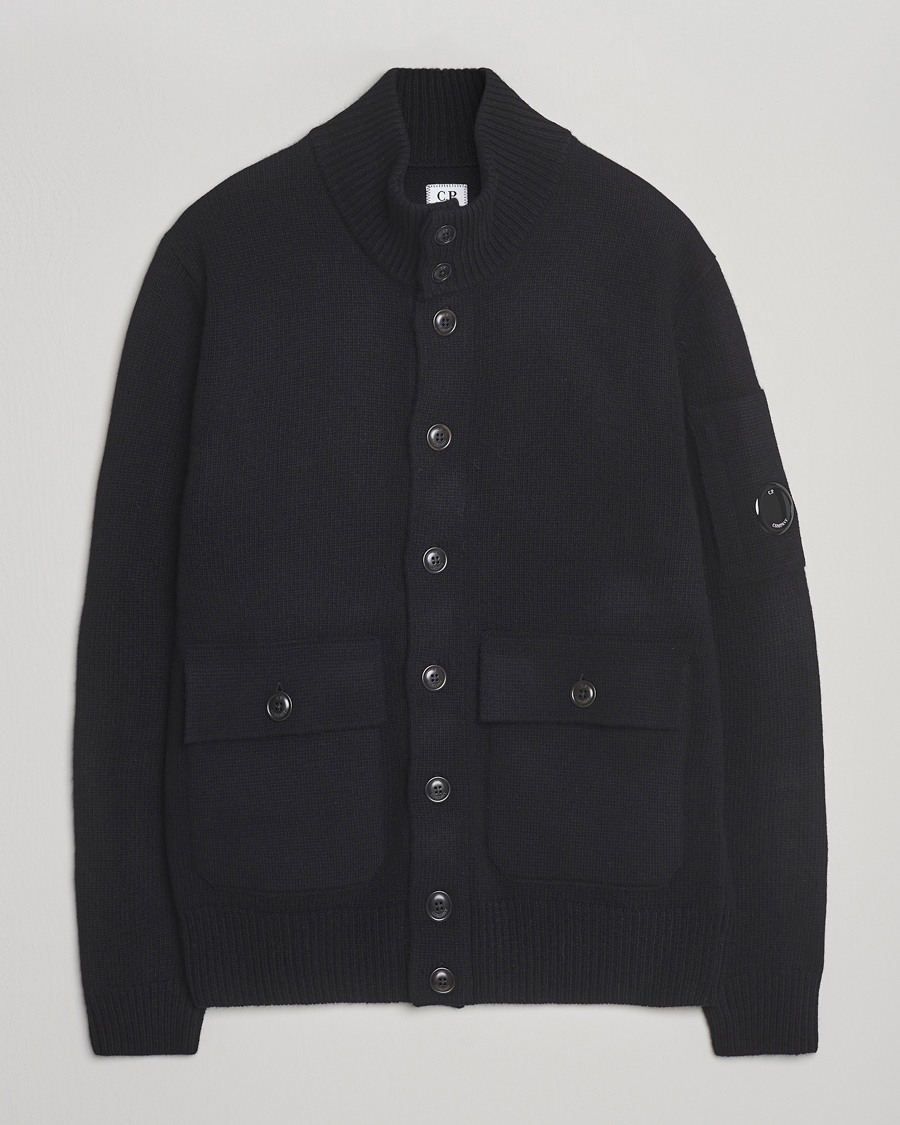 C.P. Company Knitted Lambswool Cardigan Black