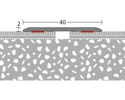 Aluminium overgangsprofiel, zilver, zelfklevend, 40 x 2700 mm