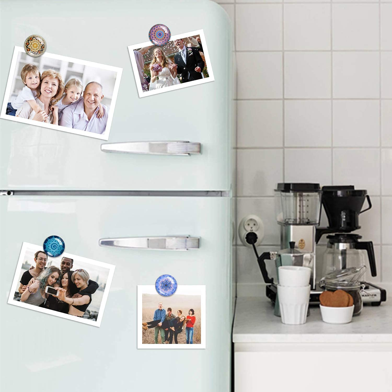 (20er Set) Ø3cm 3D Glas Magnet Deko Notizmagnet für Whiteboard   Kühlschrank - Mandala