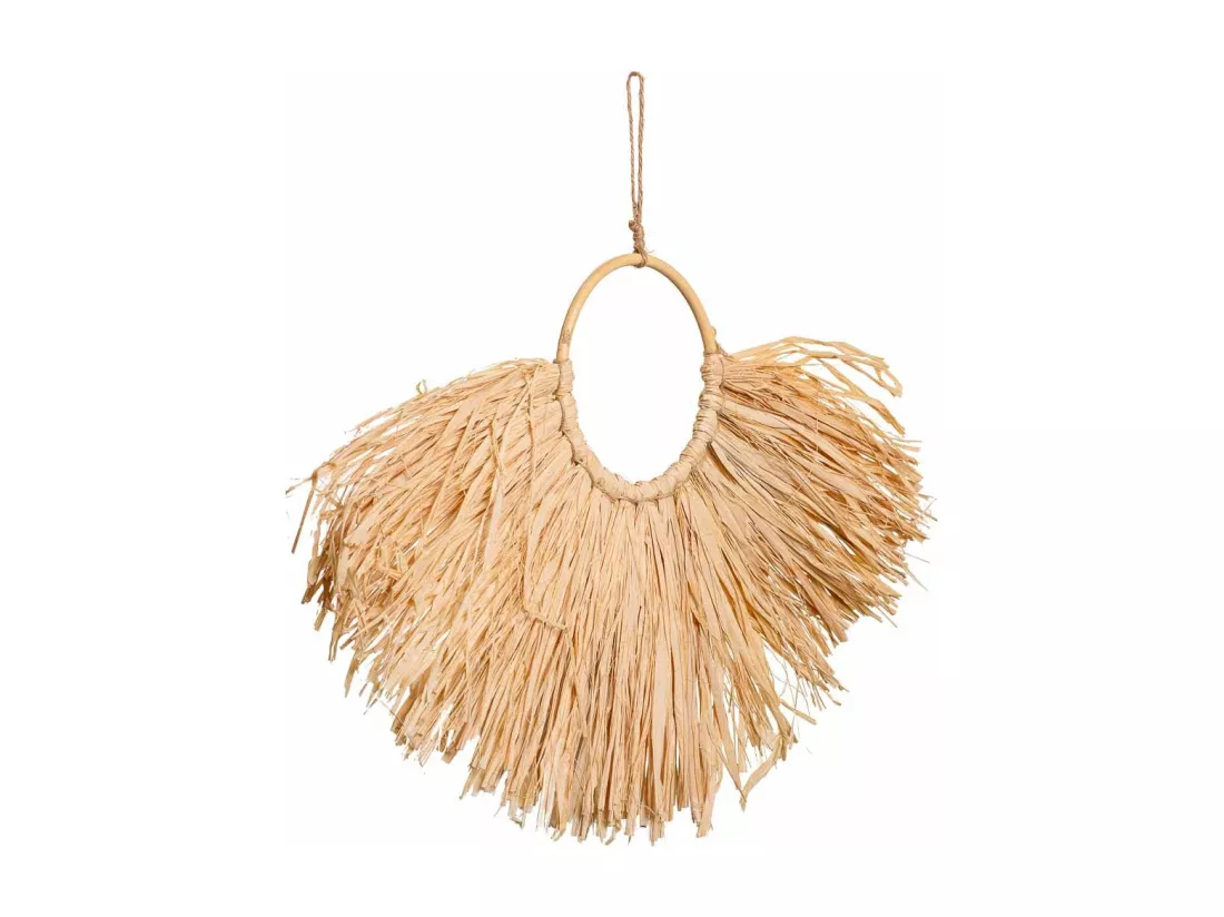 Collier décoratif mural en fibre naturelle marron 23x02x16h