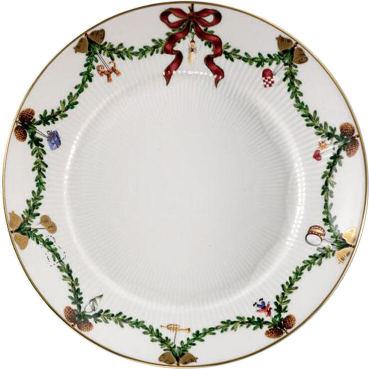 Royal Copenhagen Stjerne Riflet Jul 22 cm. tallerken Hvid