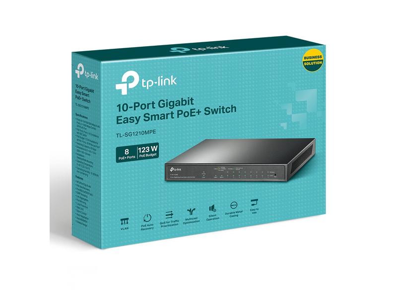 TP-Link PoE  Switch TL-SG1210MPE 10 Port 10-Port Gigabit Easy Smart Switch mit 8-Port PoE