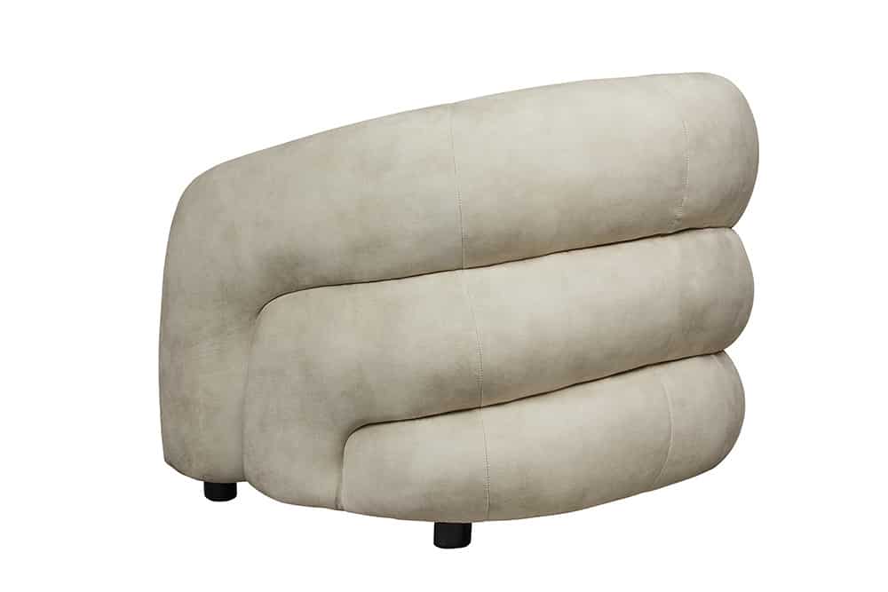 Moderner Design Sessel VOGUE 95cm beige Samt mit Armlehnen und Nosagfederung