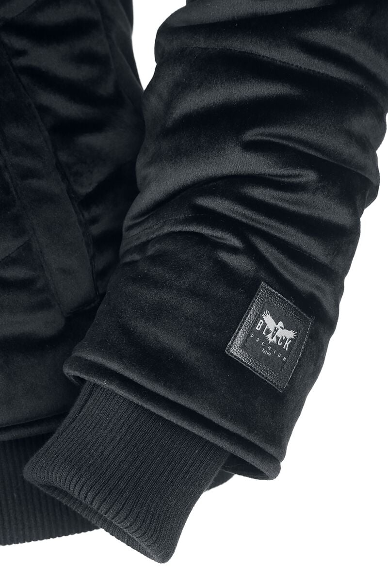 Manteau d'Hiver Velours avec Capuche Fausse Fourrure | Black Premium by EMP Veste d'hiver