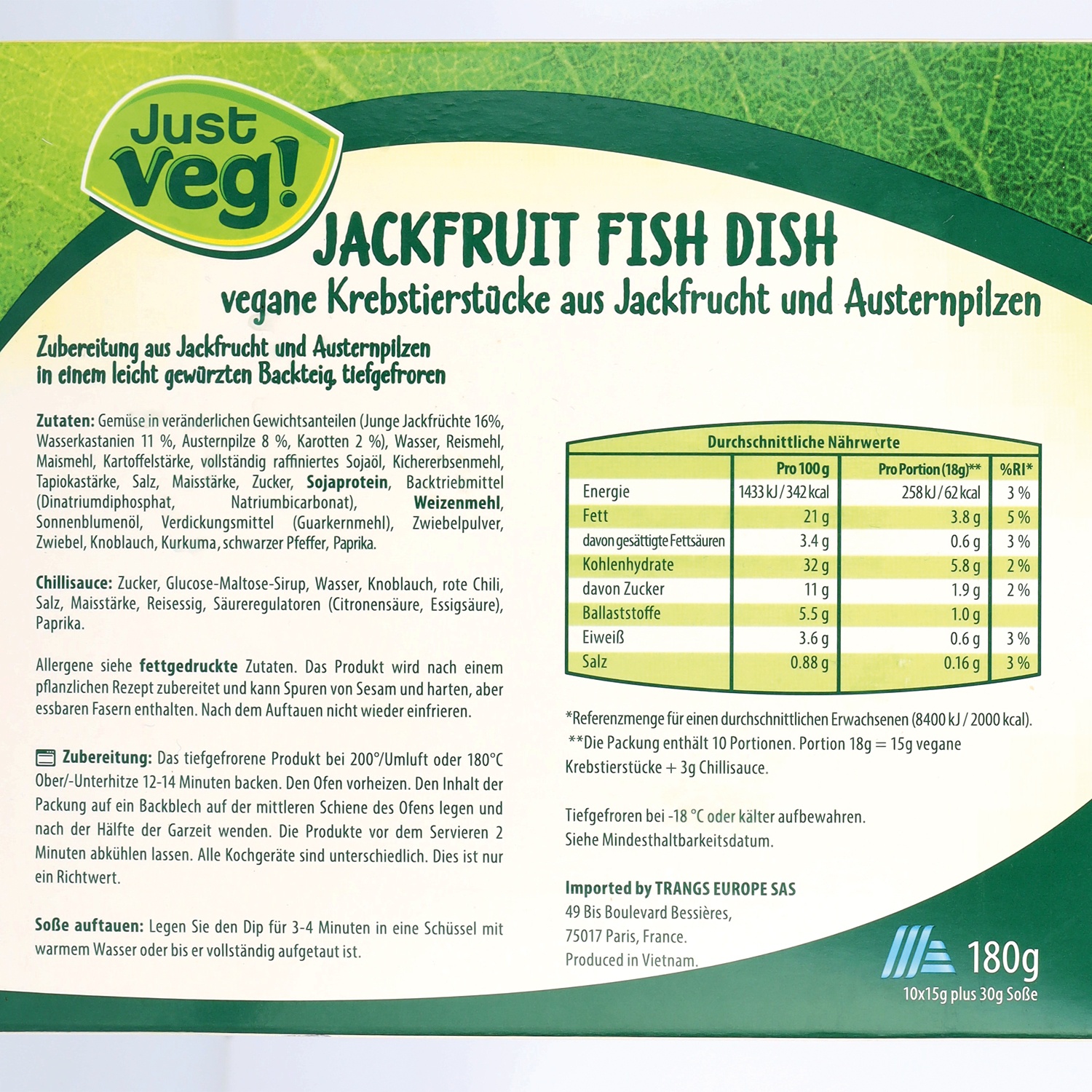 JUST VEG! Jackfruit Fish Dish, Garnelen Chilli-Sauce 180 g​​​​​​​