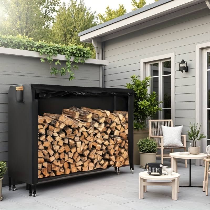 Kaminholz aufbewahrung, Holz aufbewahrung, Holzlager, Schwerlast-Holzscheitabdeckung & Aufbewahrungsorganizer - VECOO Wetterfeste PVC-Stoffhülle |