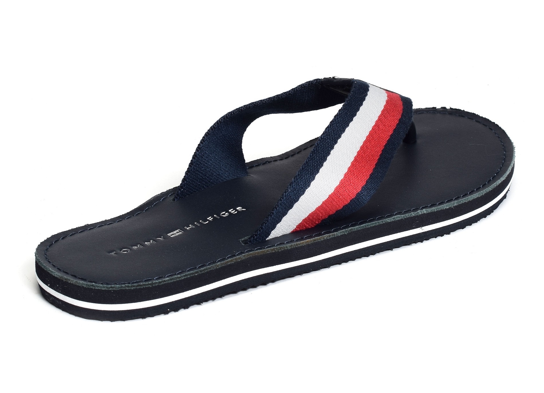 Elevated leather beach sandal 3980 marine