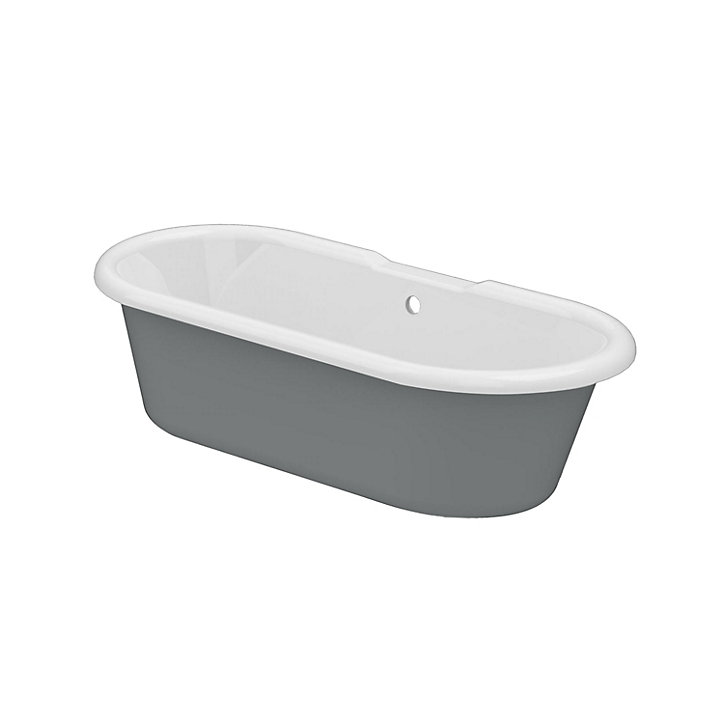 Baignoire îlot adossée 170 x 80 cm grise, GoodHome Emba