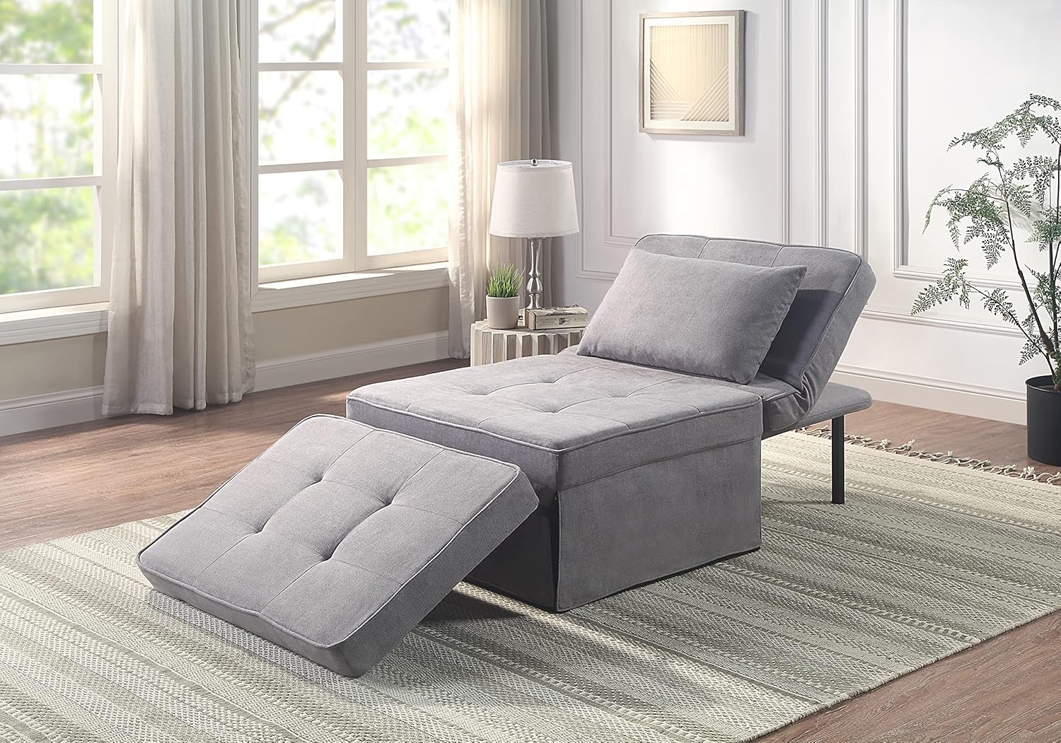 Atlantic Home Collection Sessel, Liege, Hocker Finn, Polyester, Grau, BxTxH: 80cm x 72cm x 43cm