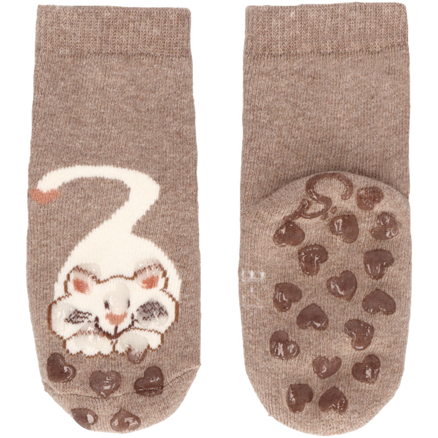 Sterntaler ABS-Krabbelsocken DP Katze braun mel.