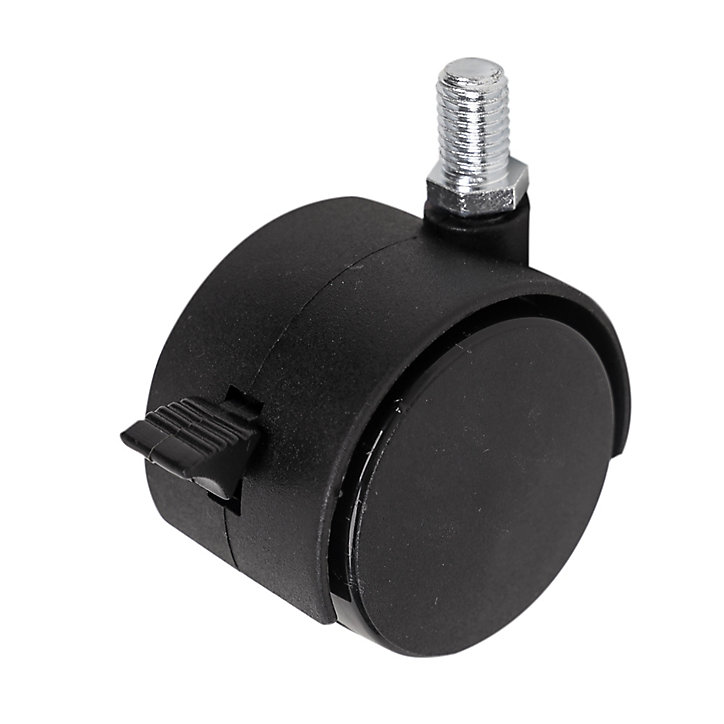Roulette jumelée pivotante avec frein ø50 mm, plaque 10 x 15 mm, charge max 40kg