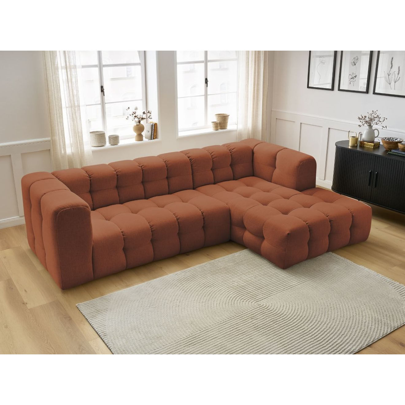 Bobochic Canapé d'angle droit cloud orange - 288x184x75 cm