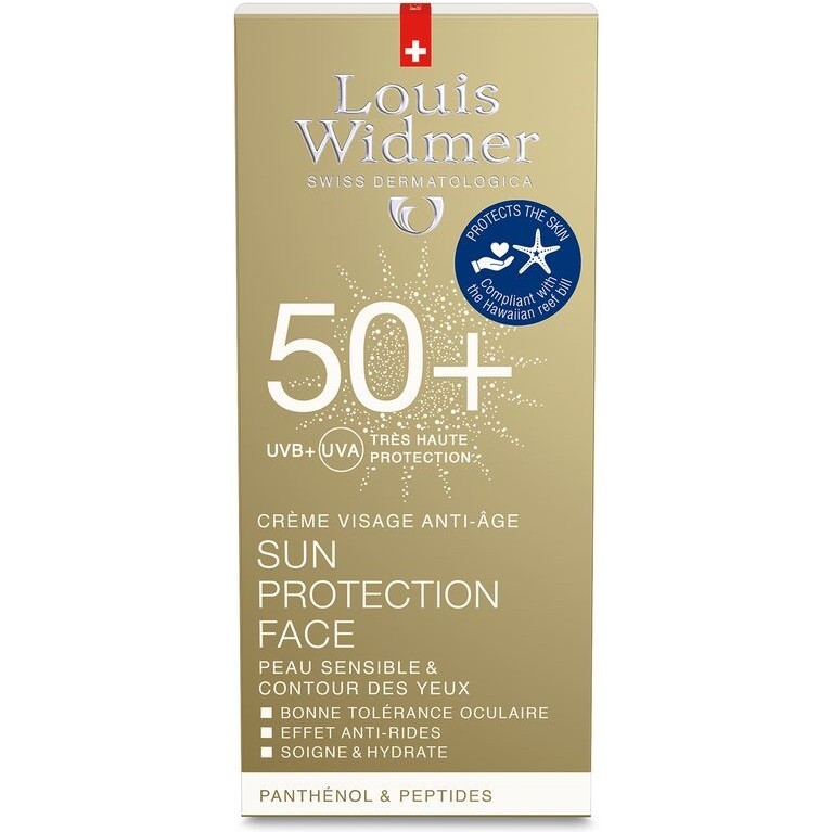 Crème solaire visage indice 50 Widmer avec parfum - Tube de 50 ml