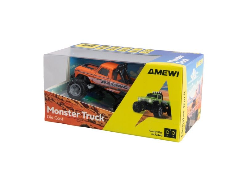 Amewi Monster Truck Die Cast 1:64 RTR, Orange Ferngesteuerte Monster Truck im Massstab 1:64
