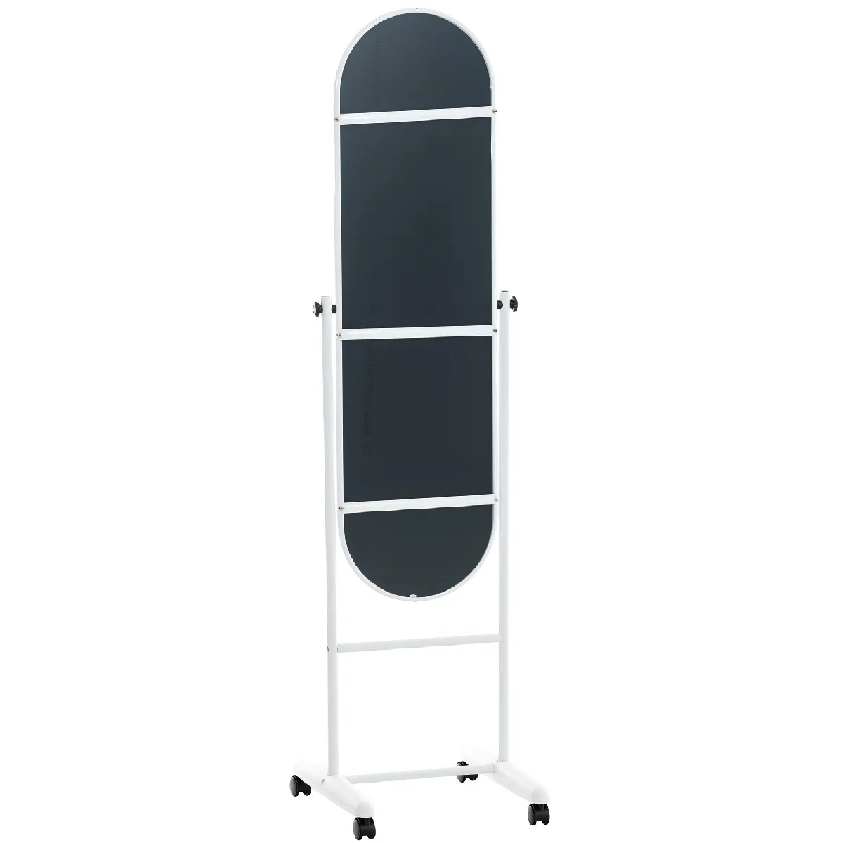 Decoshop26 Miroir sur pieds ovale avec roulettes - Blanc