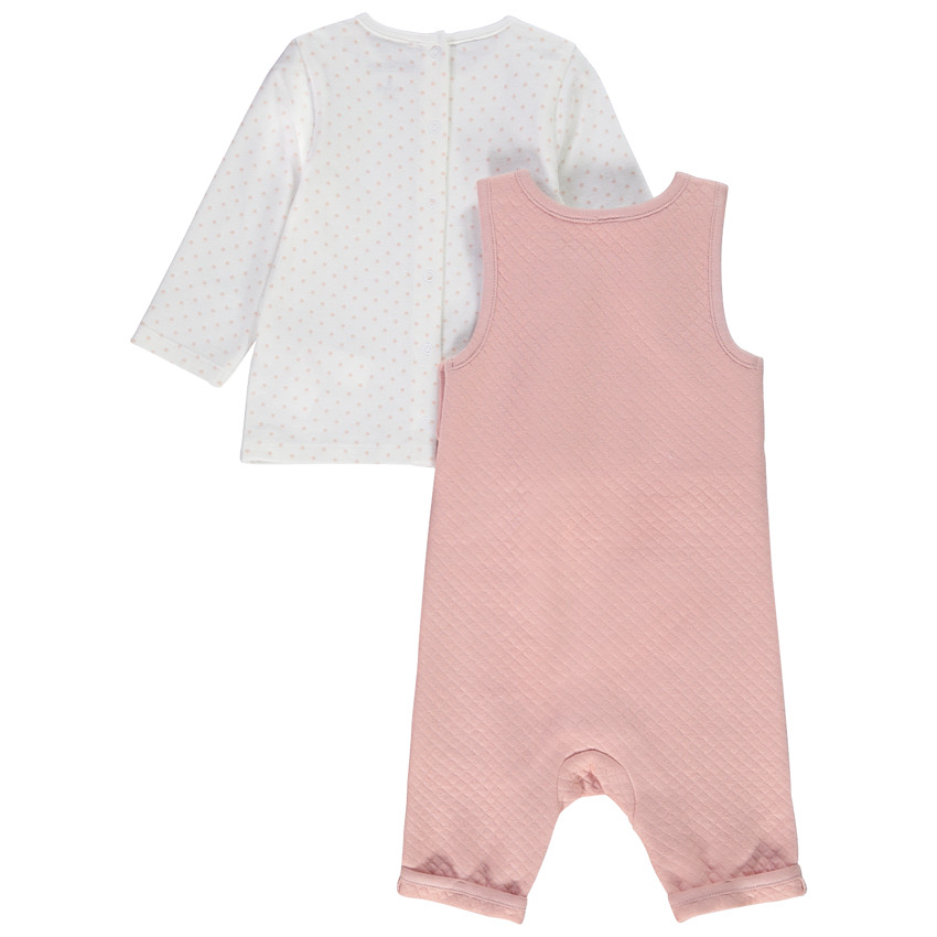 Ensemble 2 pièces salopette motif lapin pour bébé fille