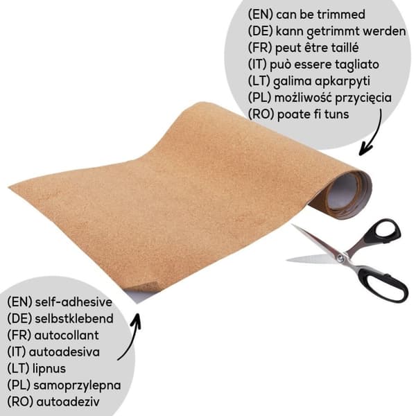Selvklebende korkmatte for skuffer og skap, klippbar.