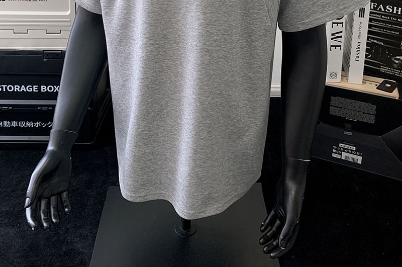 Mimiyox - Effen T-shirt met korte mouwen en ronde hals