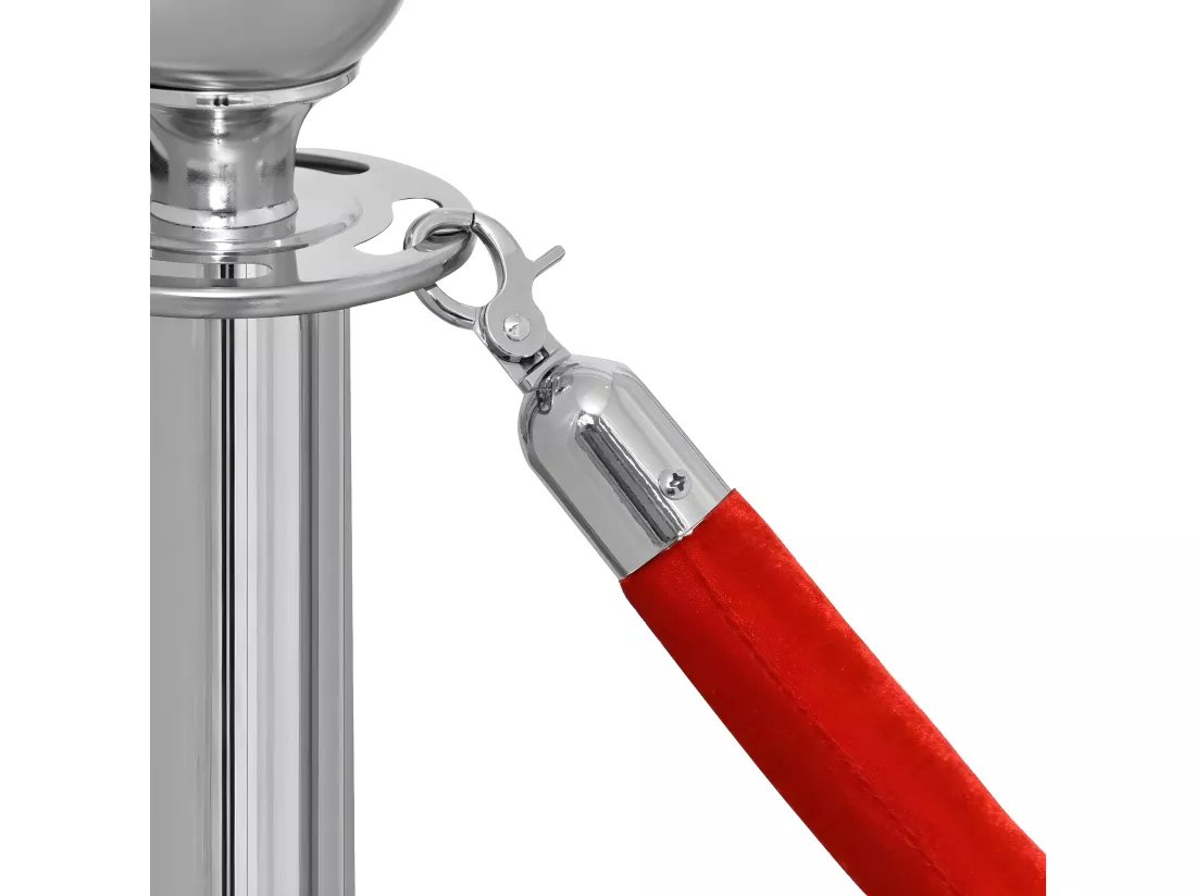 Poteaux de Guidage Barrières de Sécurité Système de Guidage Corde de Guidage pour les Personnes Corde Velours 1, 5m Rouge
