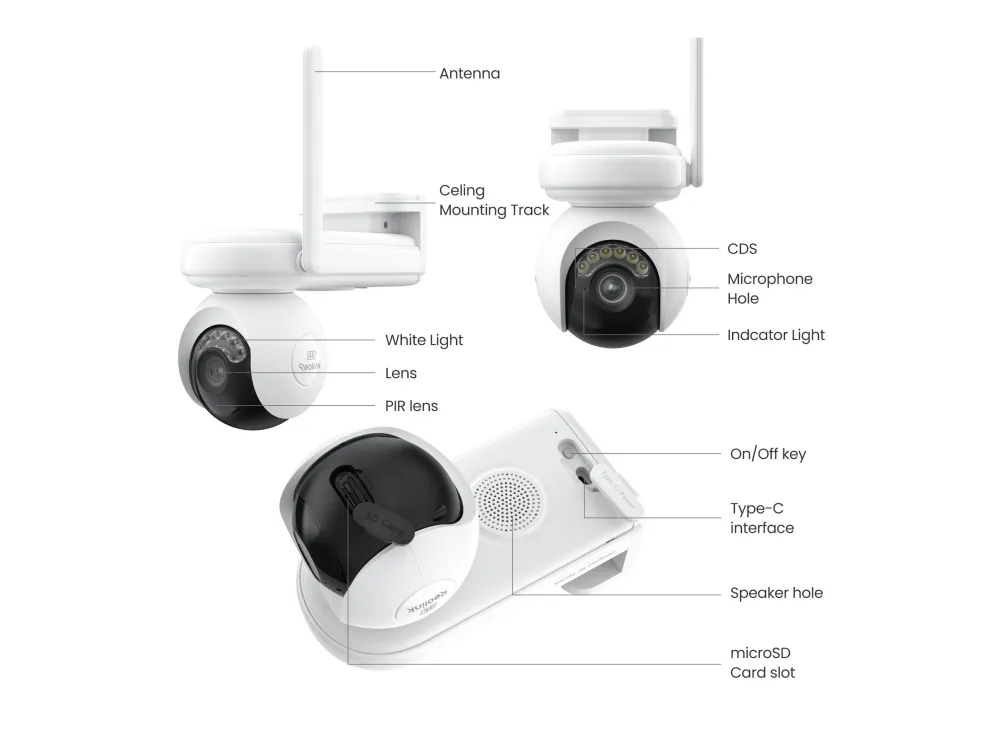 Reolink Altas PT Ultra - Netværksovervågningskamera - panonering / hældningsvinkel - kanontårn - udendørs - vejrbestandig - farve (Dag/nat) - 8 MP - 3840 x 2160 - 4K - fast brændvidde - audio - trådløs - WiFi - 802.11ax, Bluetooth 5.0 - H.264, H.265
