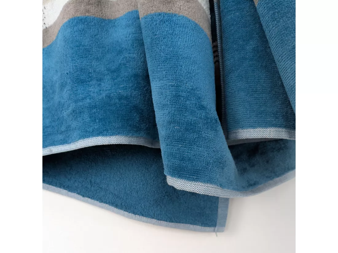 Drap de plage coton velours 100x180 cm collection RIVAGE bleu