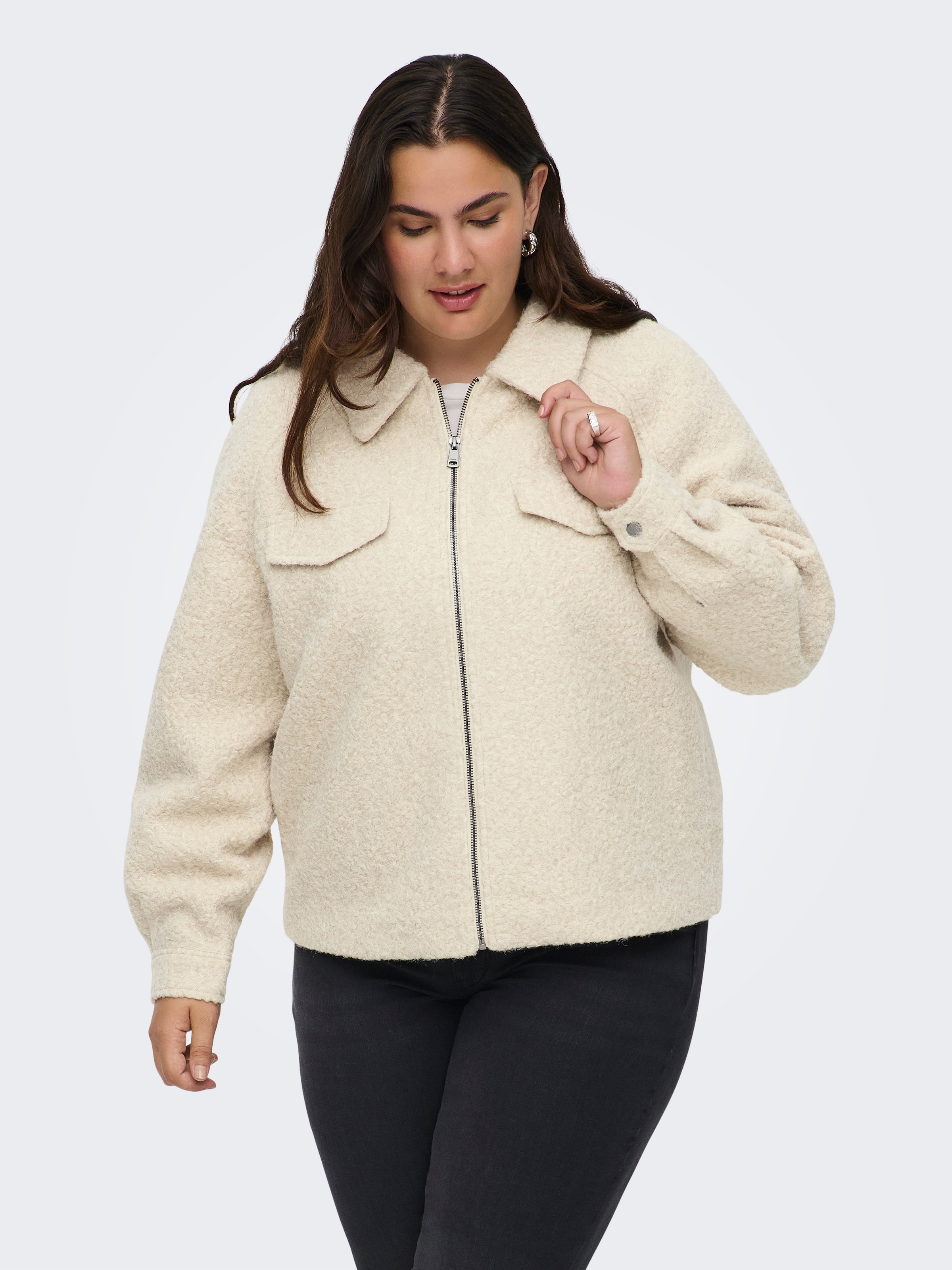 ONLY CARMAKOMA Bouclèjacke »CARMALO SHORT BOUCLE JACKET OTW NOOS« ohne Kapuze