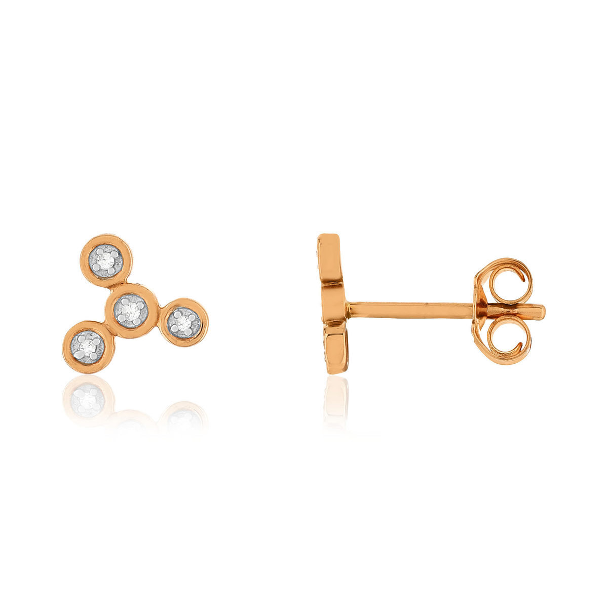 Boucles d'oreilles or 375 rose diamants