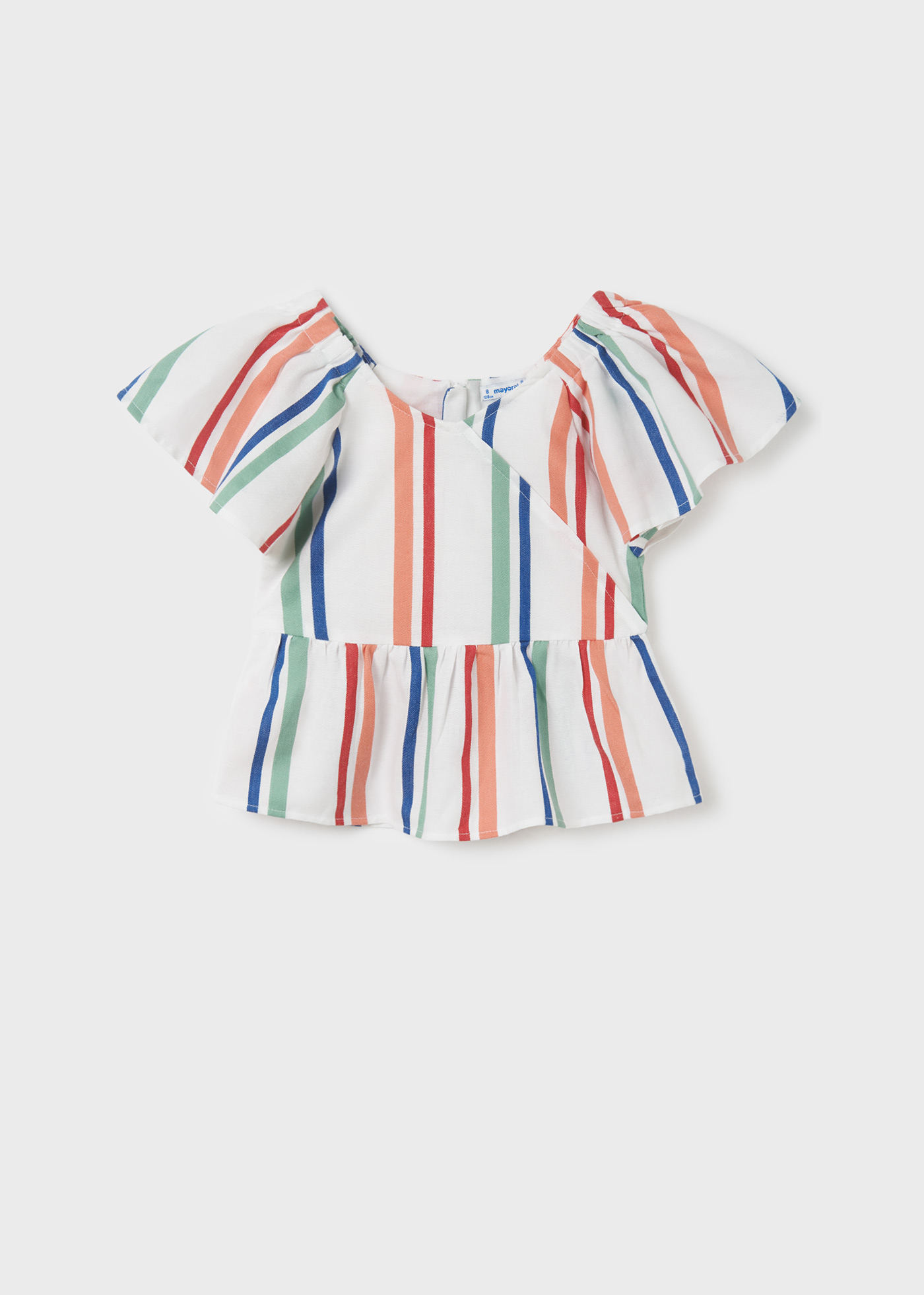 Blusa listrada de manga curta para meninas