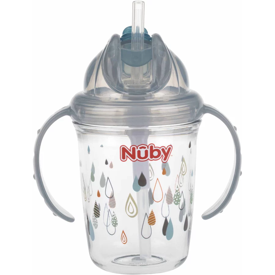 Nûby 360° Trinklhalmtasse aus Tritan 240 ml in grau