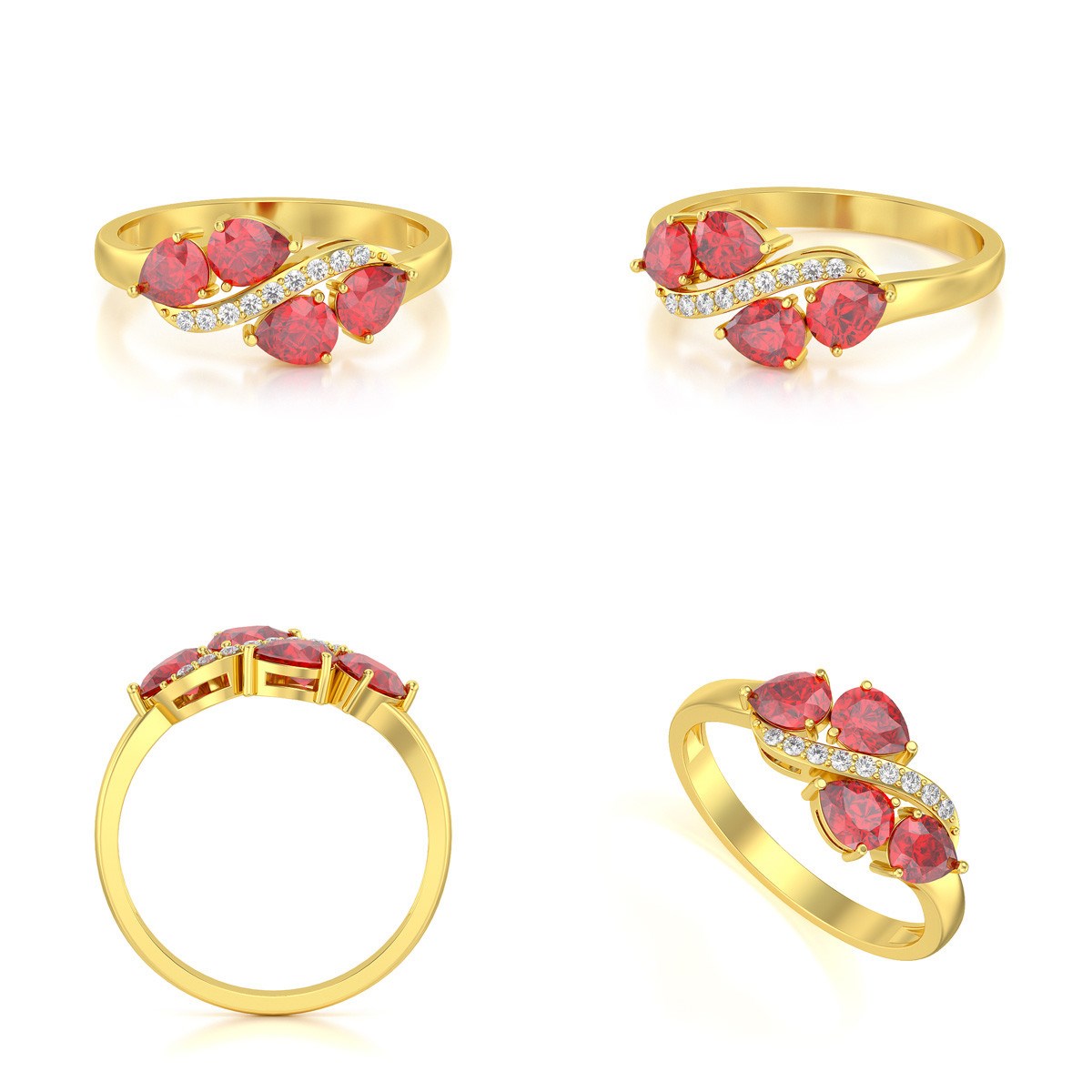 Bague ADEN Or 585 Jaune Rubis et diamants 2.414grs