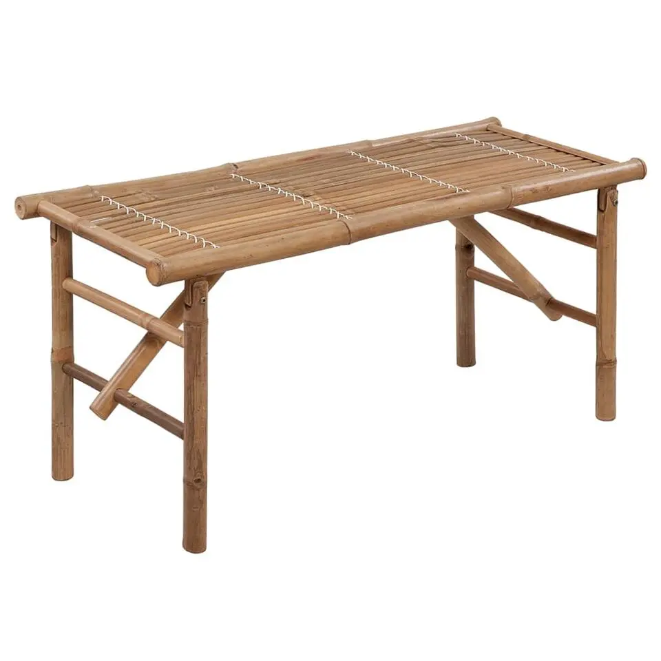 vidaXL - Tuinbank inklapbaar met antraciet kussen - bamboe - 118x38x45 cm