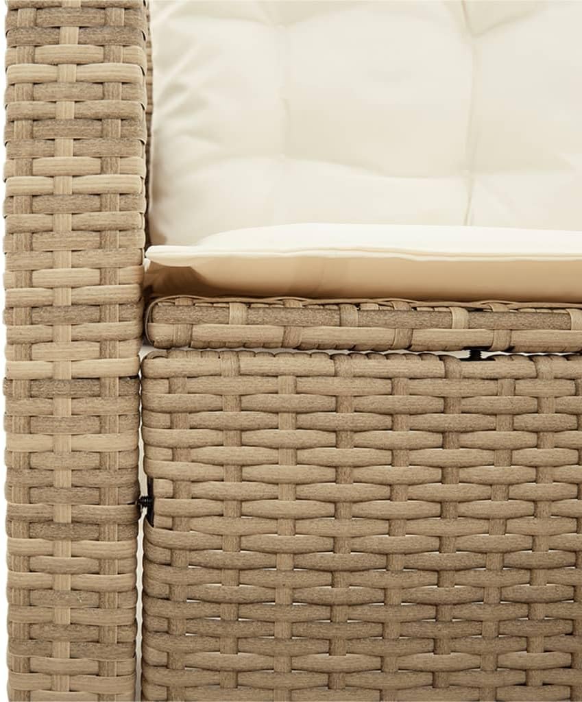 vidaXL Gartensofa in L-Form, Ecksofa mit Tisch Kissen, Lounge Set für Garten Terrasse, Sofa Garnitur Gartenmöbel, Beige Poly Rattan