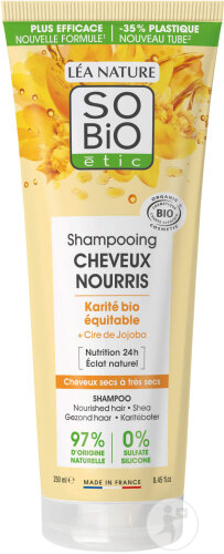 So'Bio Étic Shampoing Cheveux Nourris Karité Et Cire de Jojoba Cheveux Secs À Très Secs Bio 250ml
