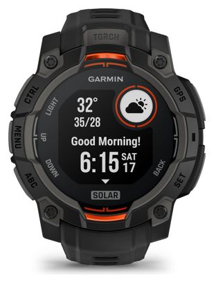 Montre GPS Garmin Instinct 3 Solar - 45 mm Noir avec Bracelet en Silicone Noir