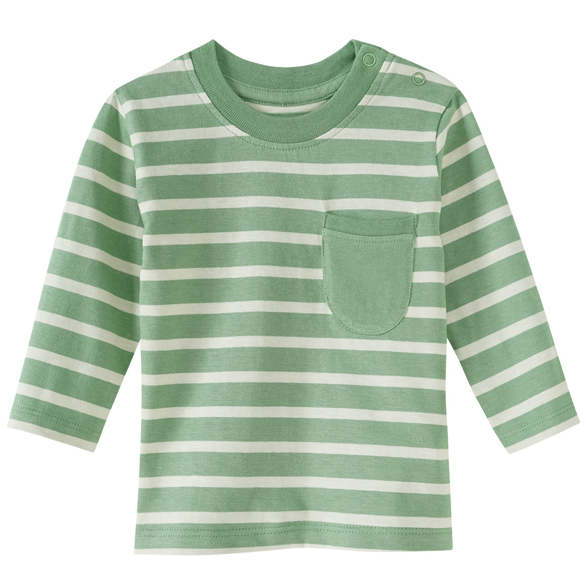 Topomini 2 Baby Langarmshirts aus Bio-Baumwolle grün / creme