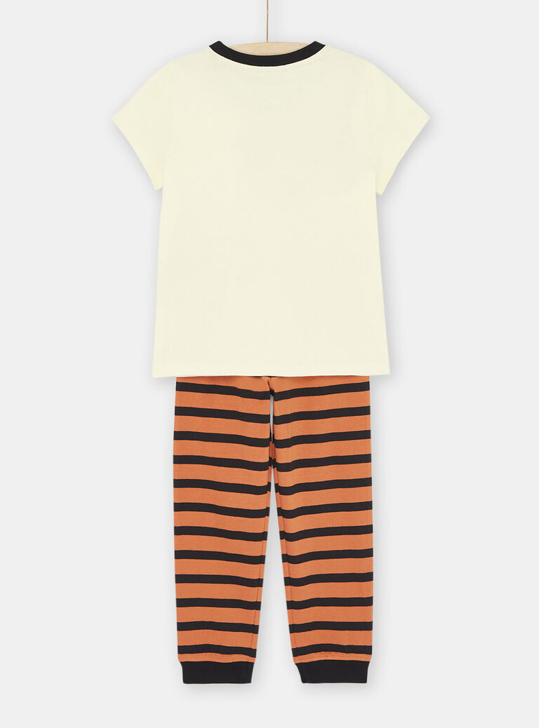 Pyjama beige et orange à motifs tigres garçon