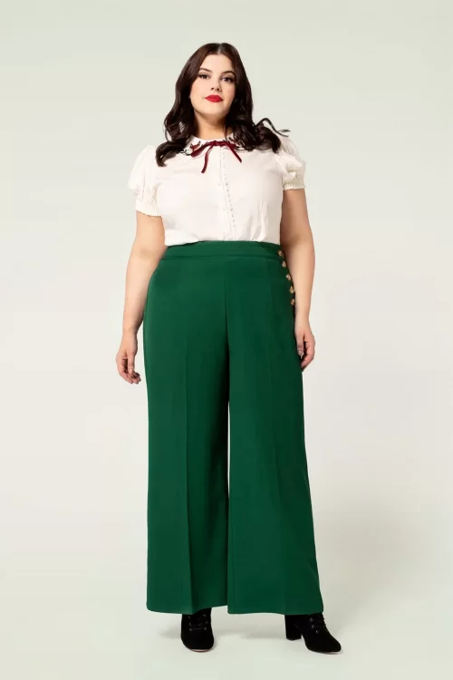 Bunny Ginger wijde pantalon in donkergroen