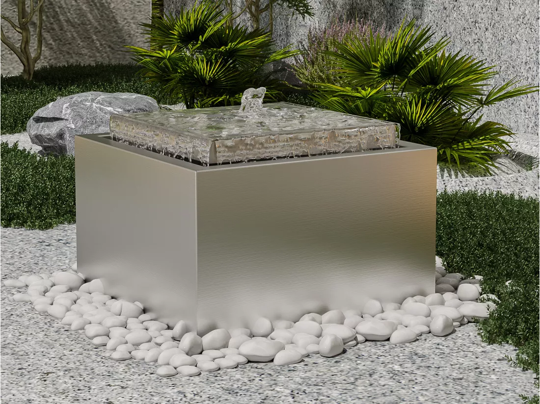 Fontaine d'extérieur en acier inoxydable - H.34 cm - Argenté - TILAPIA