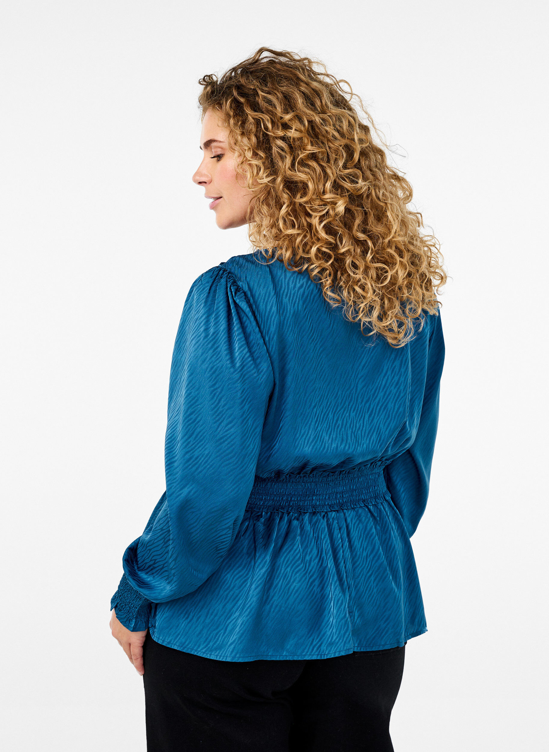 Tone-i-tone mønstret bluse med smock