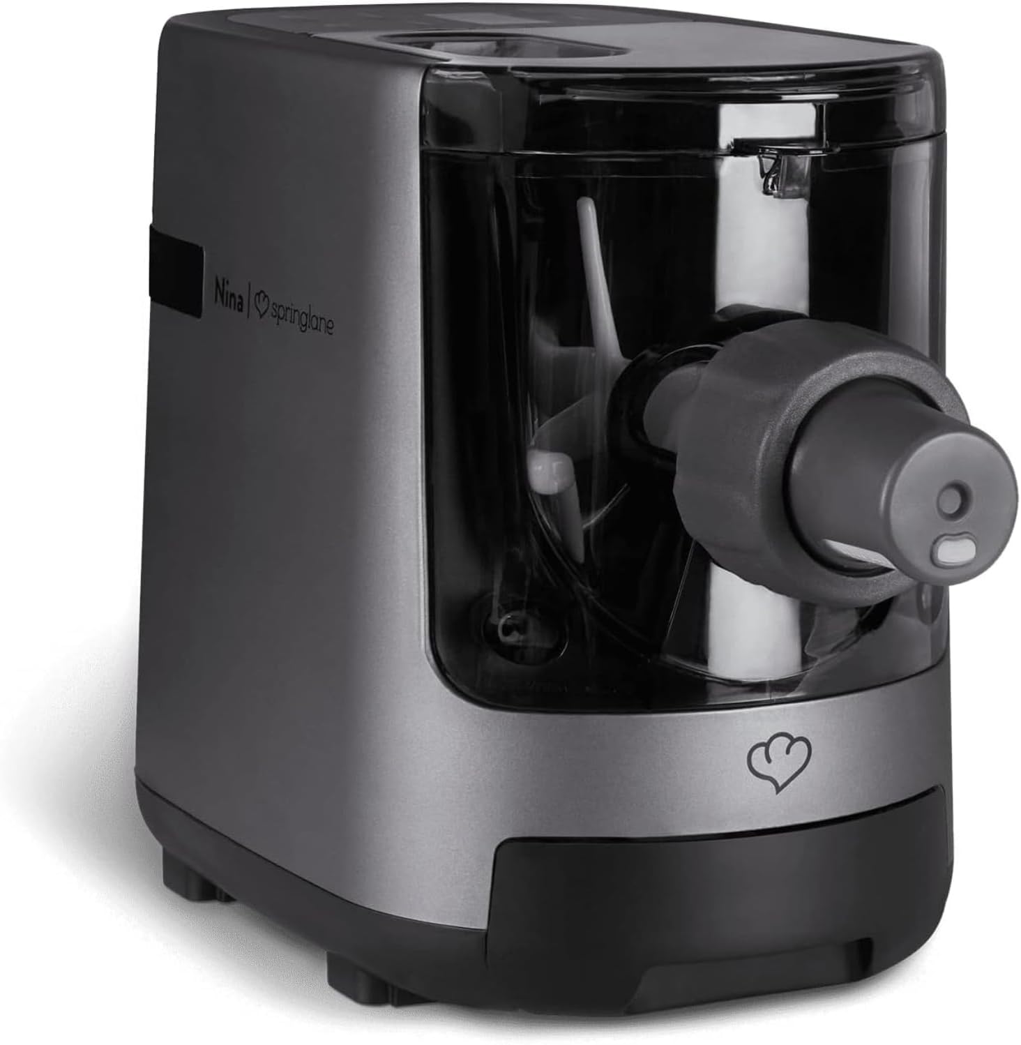 SPRINGLANE Nina elektrische Nudelmaschine mit integrierter Waage – 7 Pastaaufsätze, 180W, 600g Teig – frische Nudeln in unter 30 Minuten automatisch zubereiten