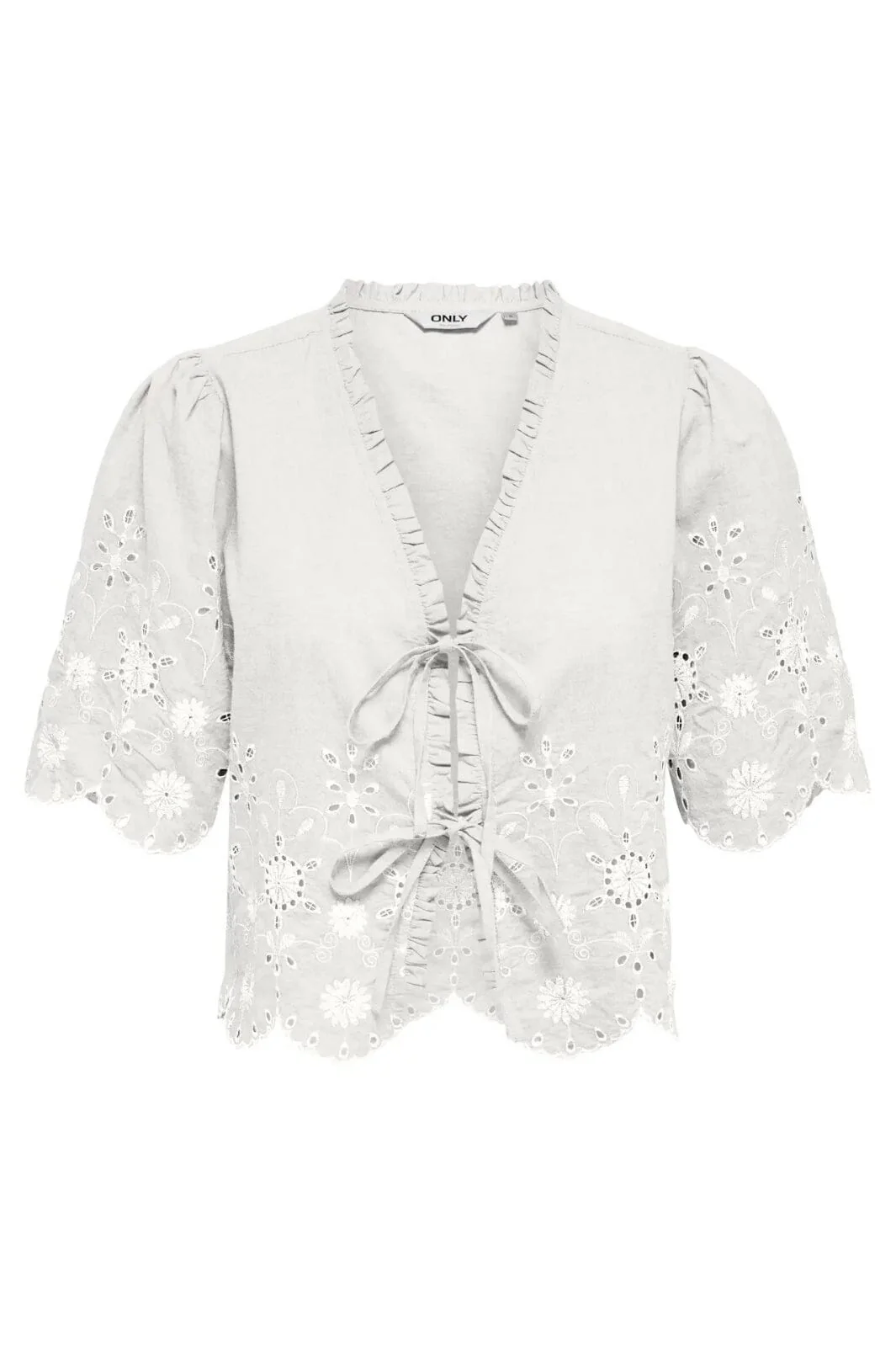 Only Onlmiffy S/S Emb Tie Top