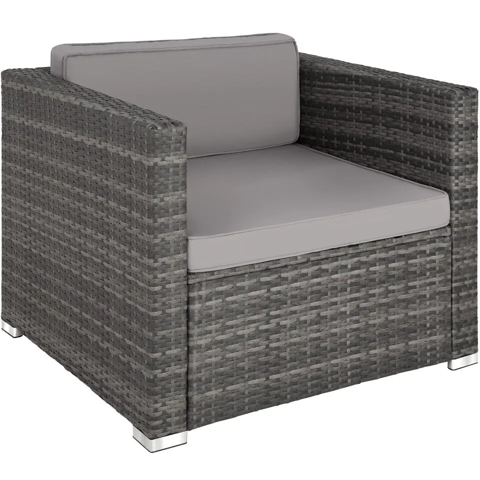 tectake - Loungeset Pisa met opbergbox kussens - wicker - grijs