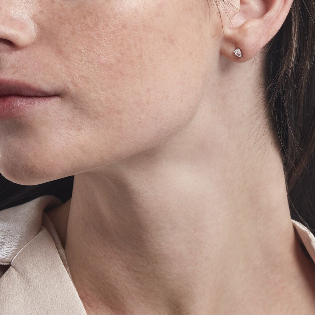 Boucles D'oreilles Puces Anaru Argent Blanc Oxyde De Zirconium
