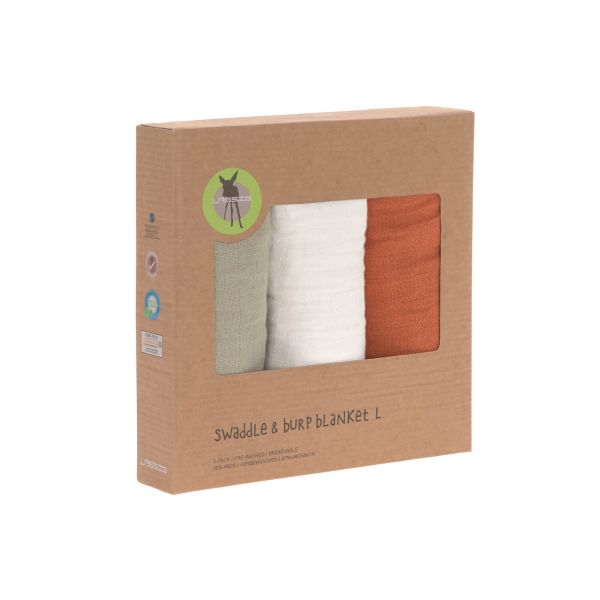 Lässig Swaddle & Burp Blanket L Milky 85 x 85 cm